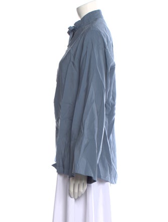 Carla Fernández Linen Mock Neck Button-Up Top