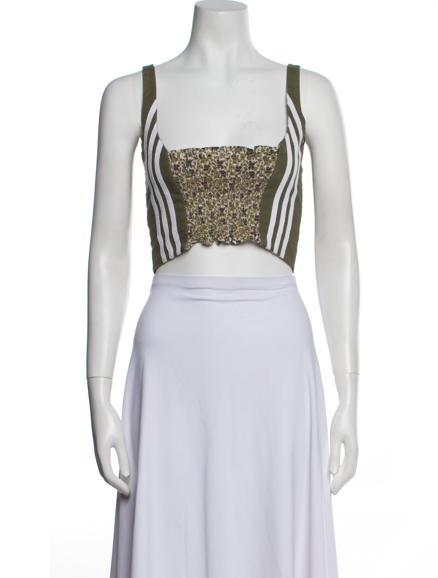 CF. Goldman Floral Print Square Neckline Crop Top