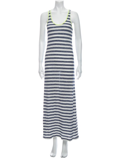 Closed Striped Long Dress Blue