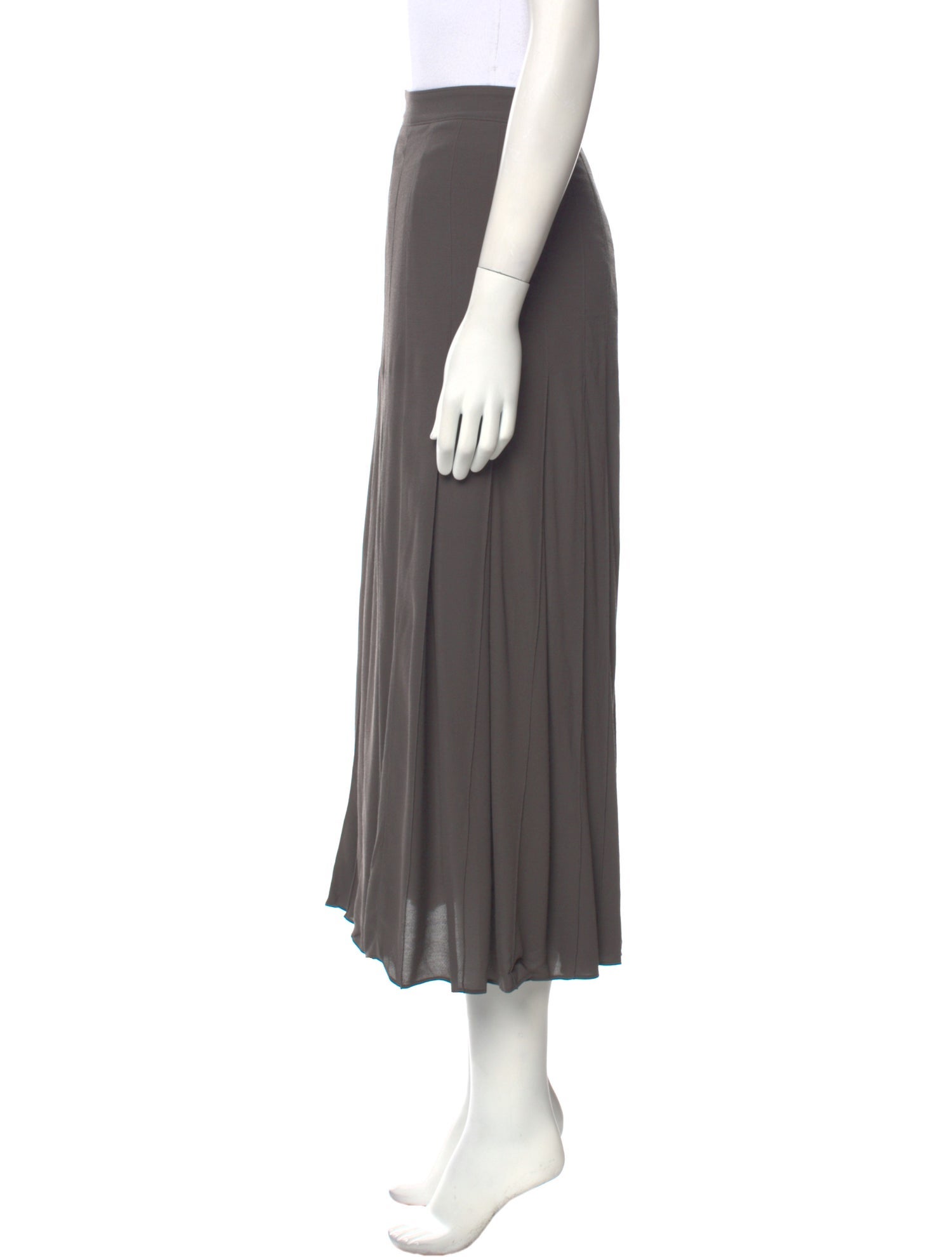 Women's Pleated Cream Midi Skirt with Subtle Pearl Accents