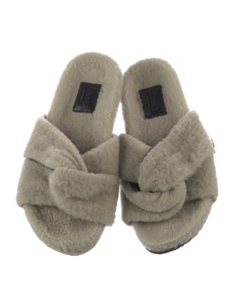 Closed Faux Fur Slides