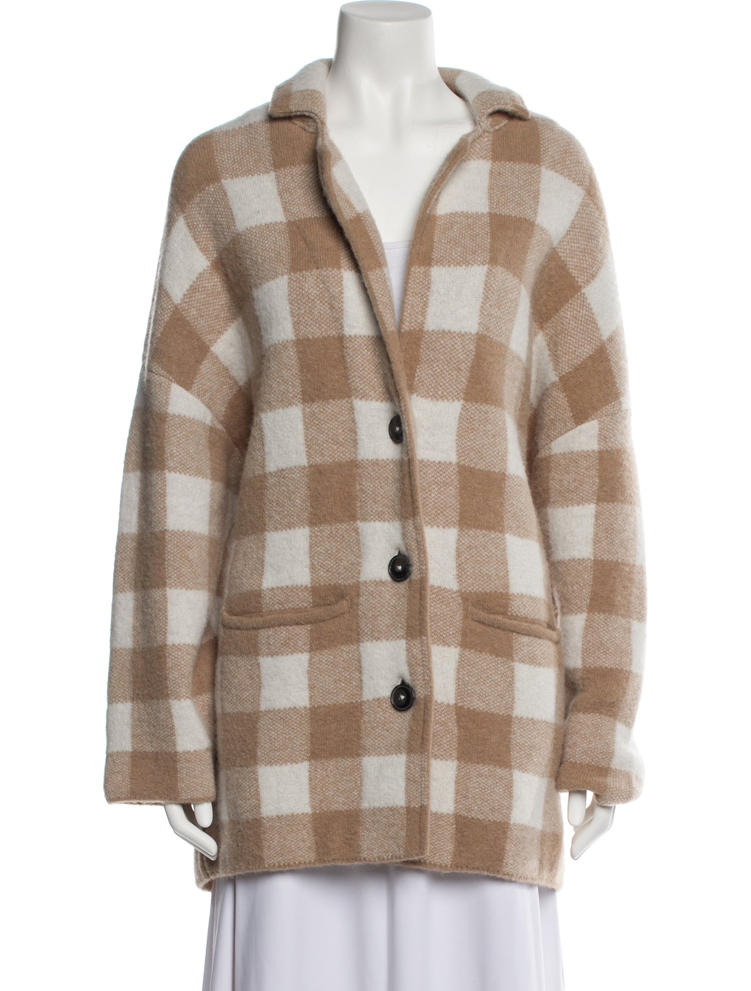 Closed Plaid Print V-Neck Sweater