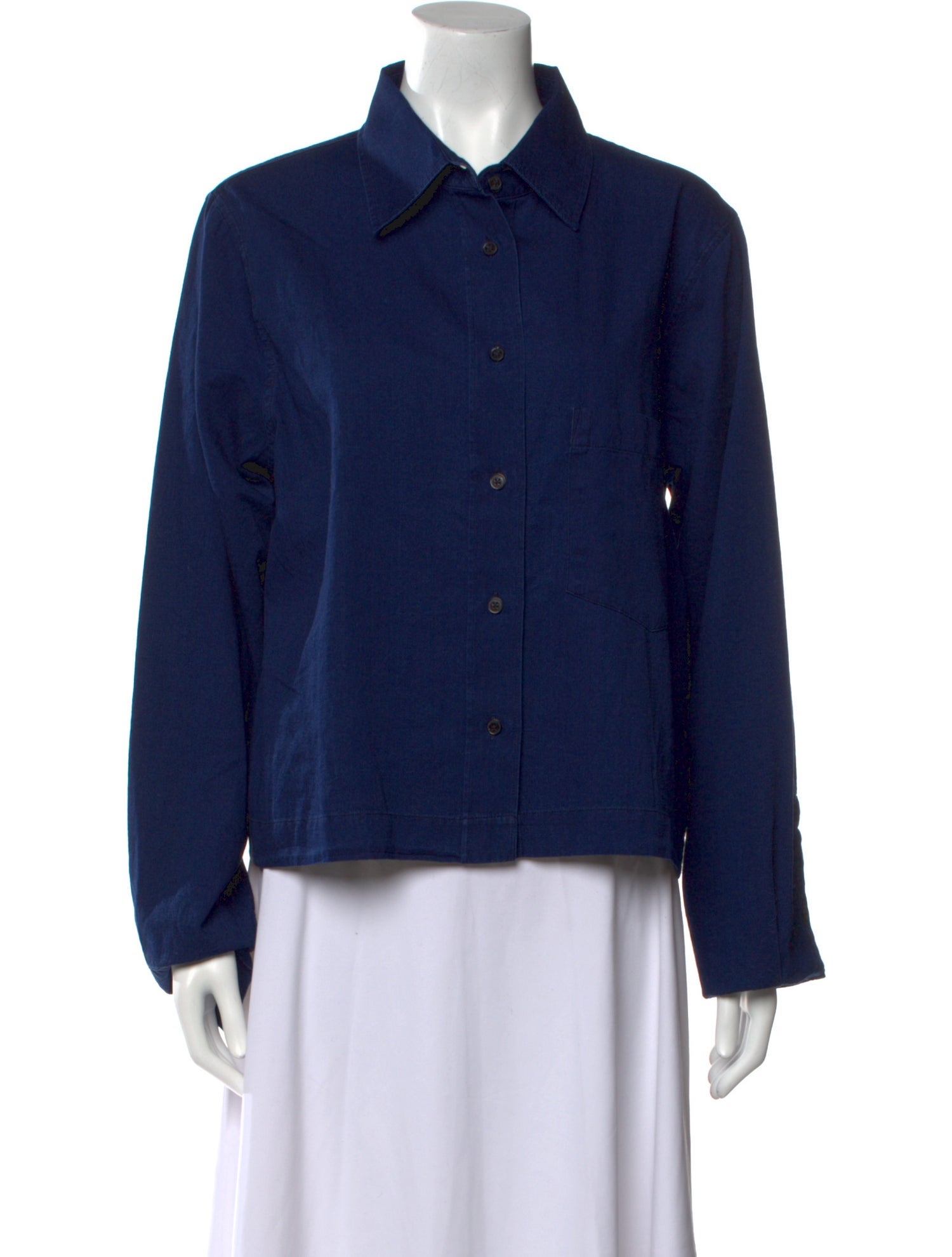 Closed Long Sleeve Button-Up Top