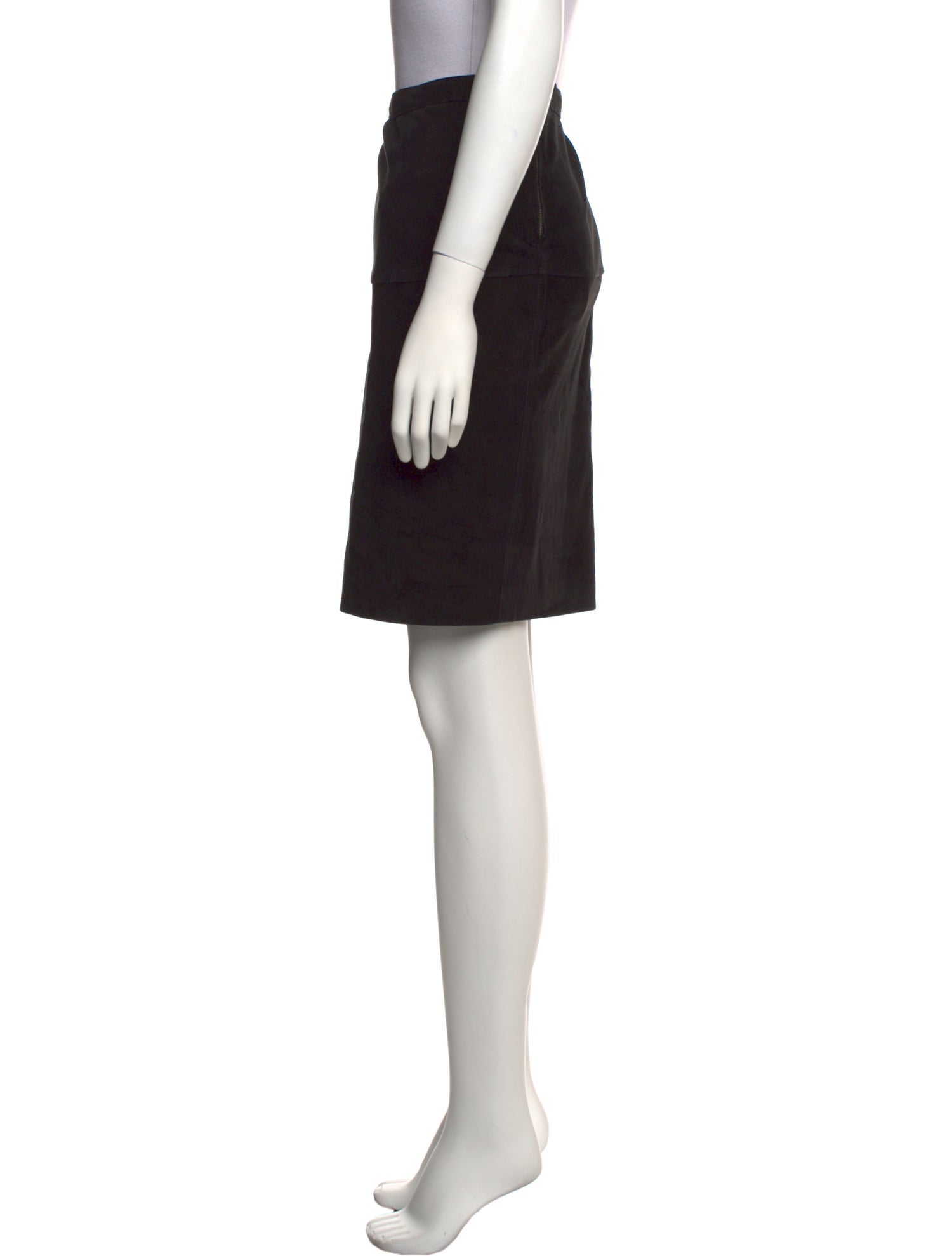 Closed Leather Knee-Length Skirt