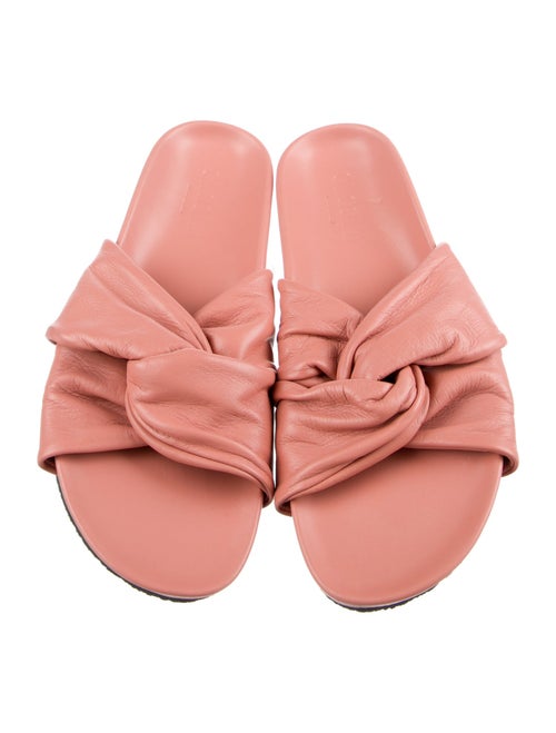 Closed Leather Braided Accents Slides