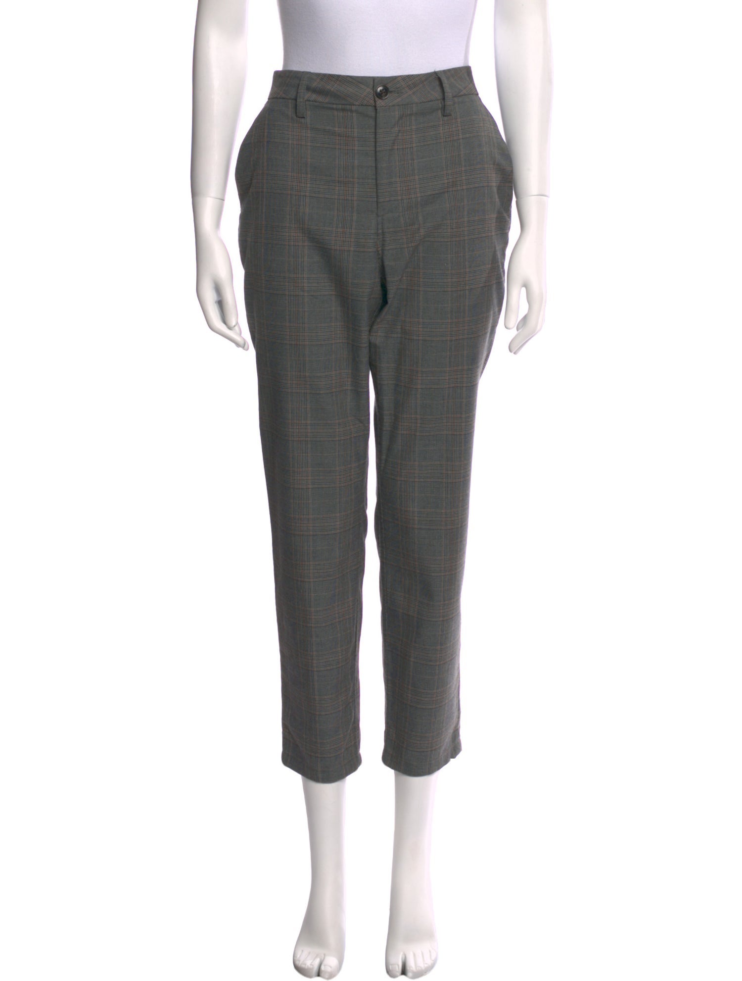 Closed Plaid Print Straight Leg Pants