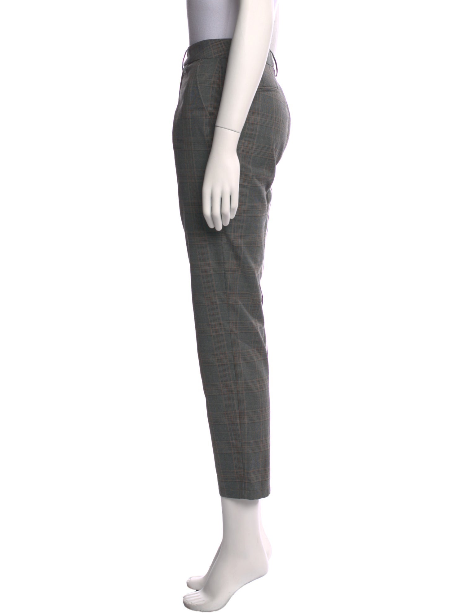 Closed Plaid Print Straight Leg Pants