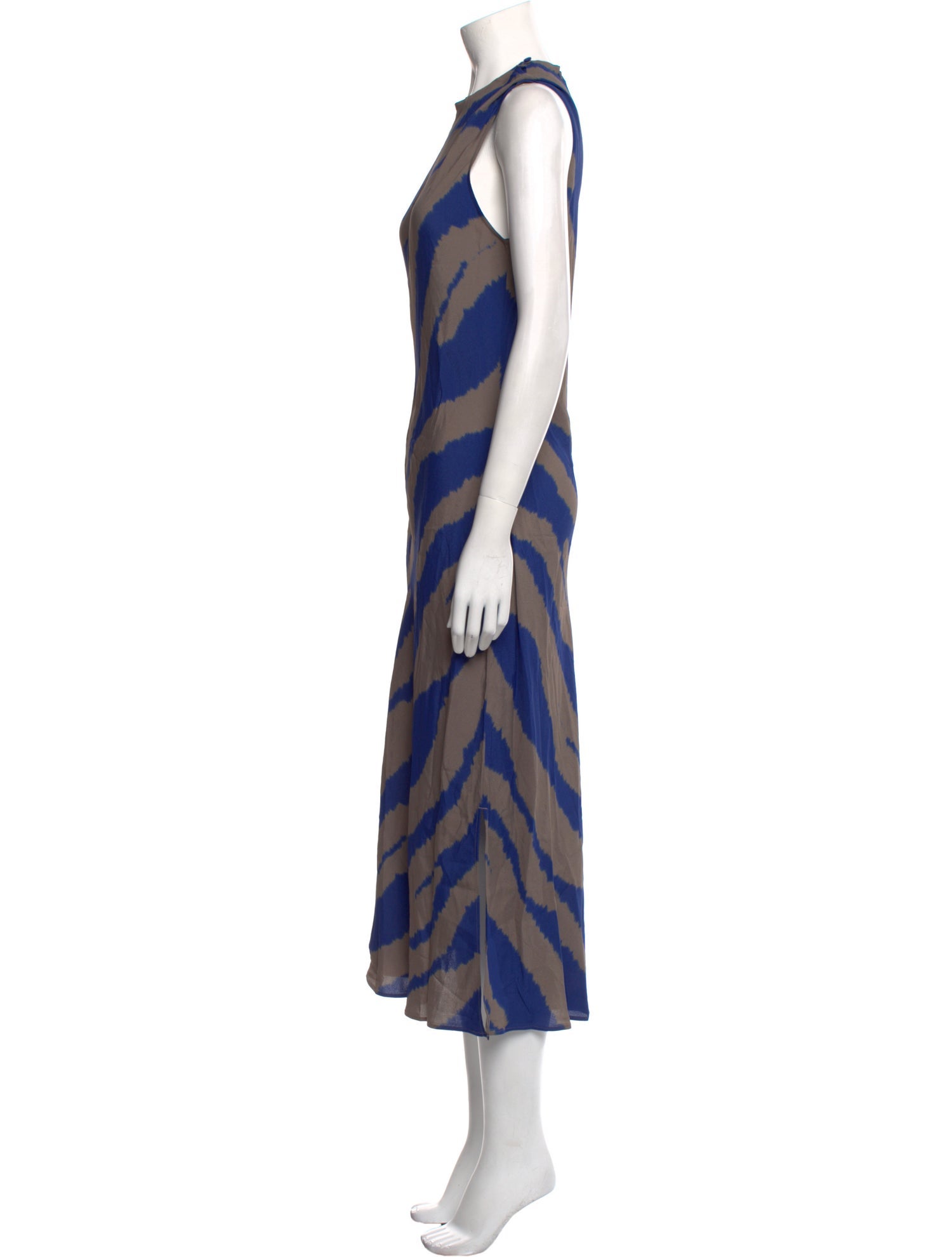 Closed Striped Midi Length Dress