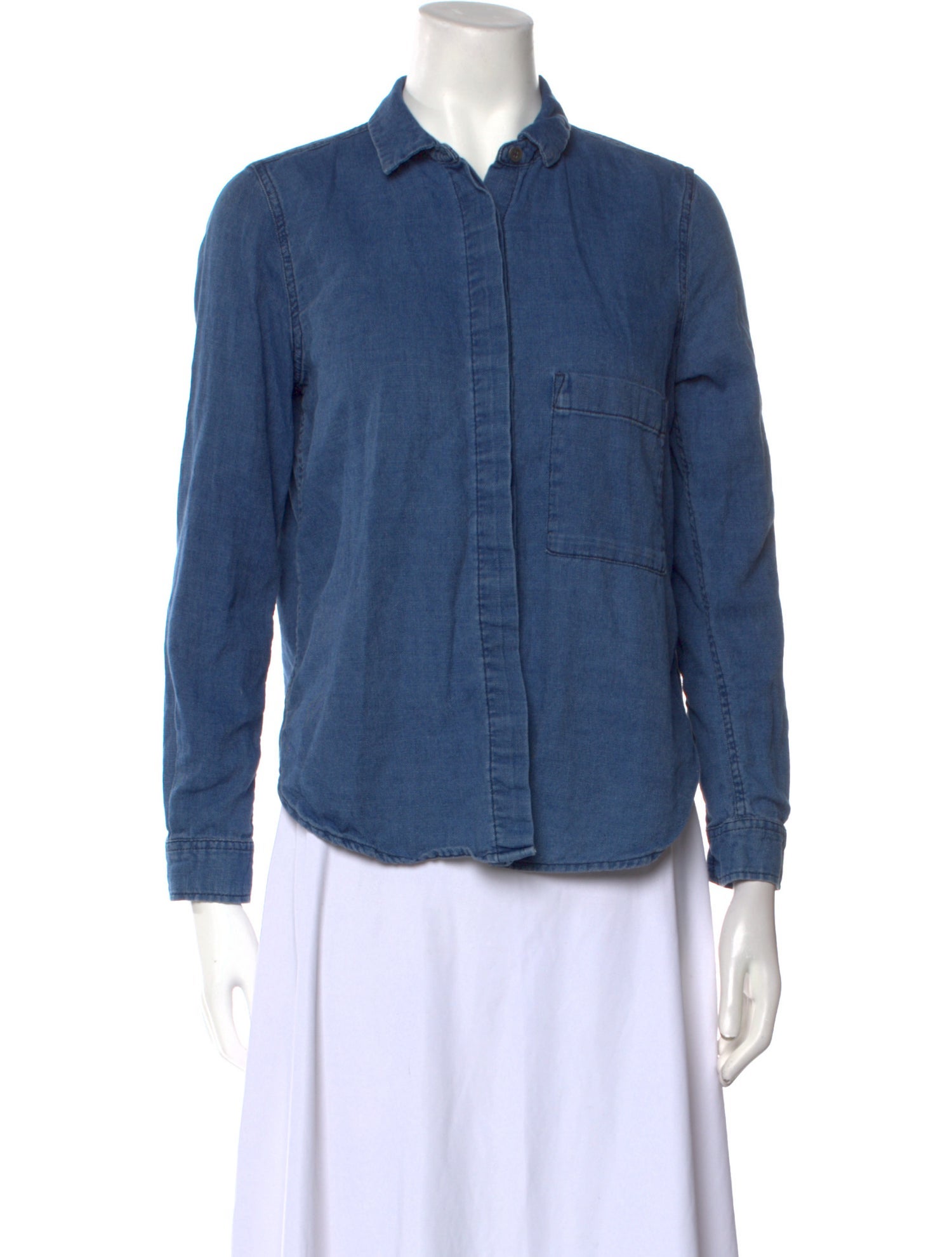 Closed Long Sleeve Button-Up Top