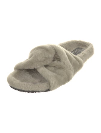 Closed Faux Fur Slides
