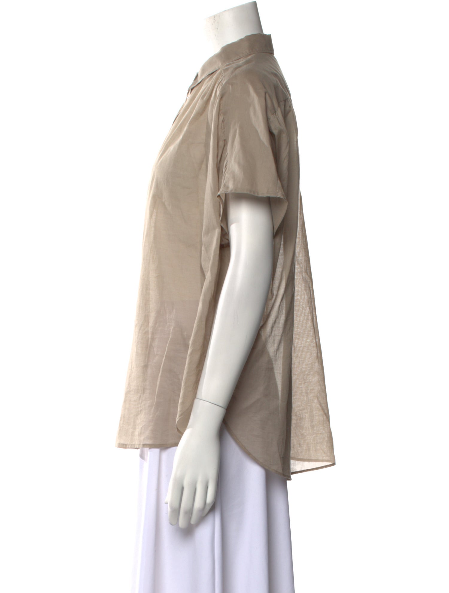 Closed Short Sleeve Button-Up Top