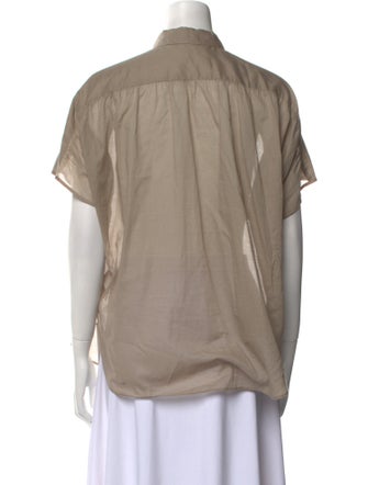 Closed Short Sleeve Button-Up Top