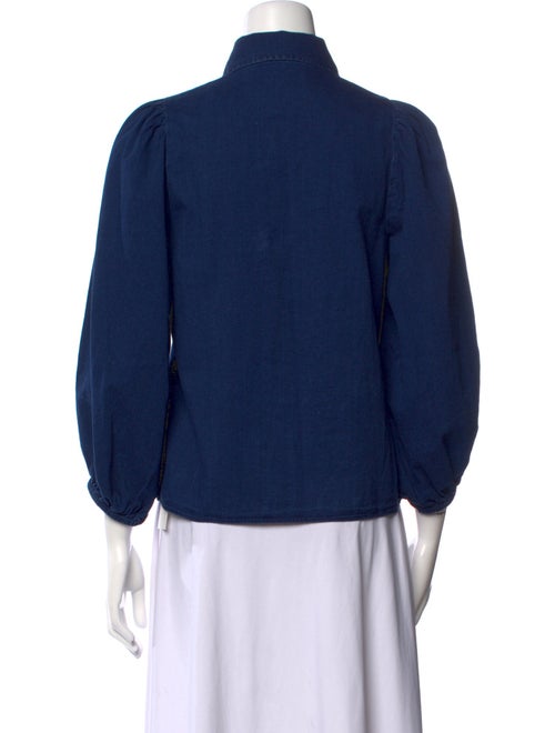 Closed Three-Quarter Sleeve Button-Up Top