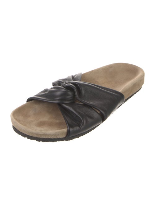 Closed Leather Slides