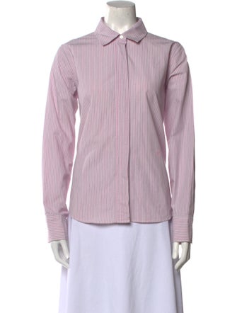 Closed Striped Long Sleeve Button-Up Top