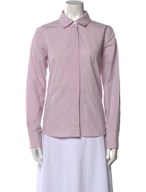 Closed Striped Long Sleeve Button-Up Top