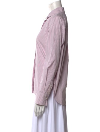 Closed Striped Long Sleeve Button-Up Top