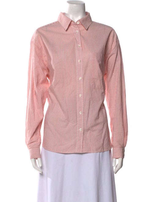 Closed Striped Long Sleeve Button-Up Top