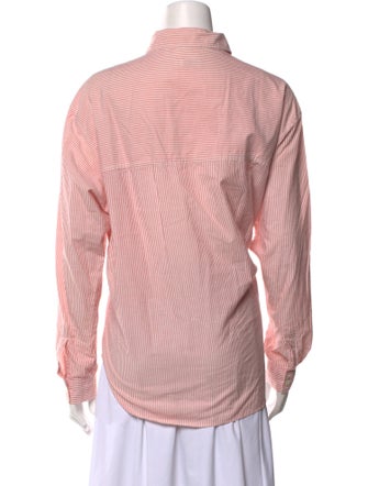 Closed Striped Long Sleeve Button-Up Top