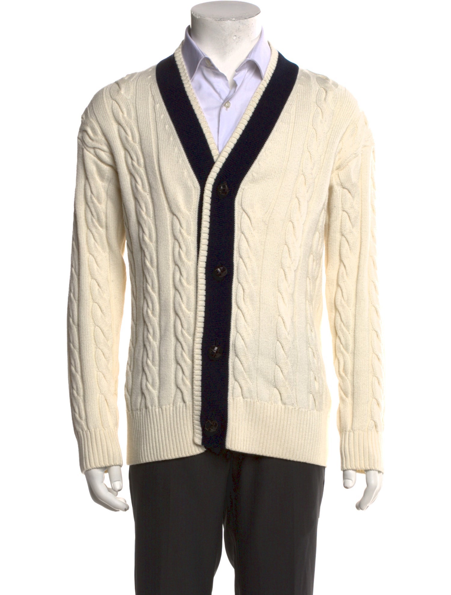 Closed Striped V-Neck Cardigan