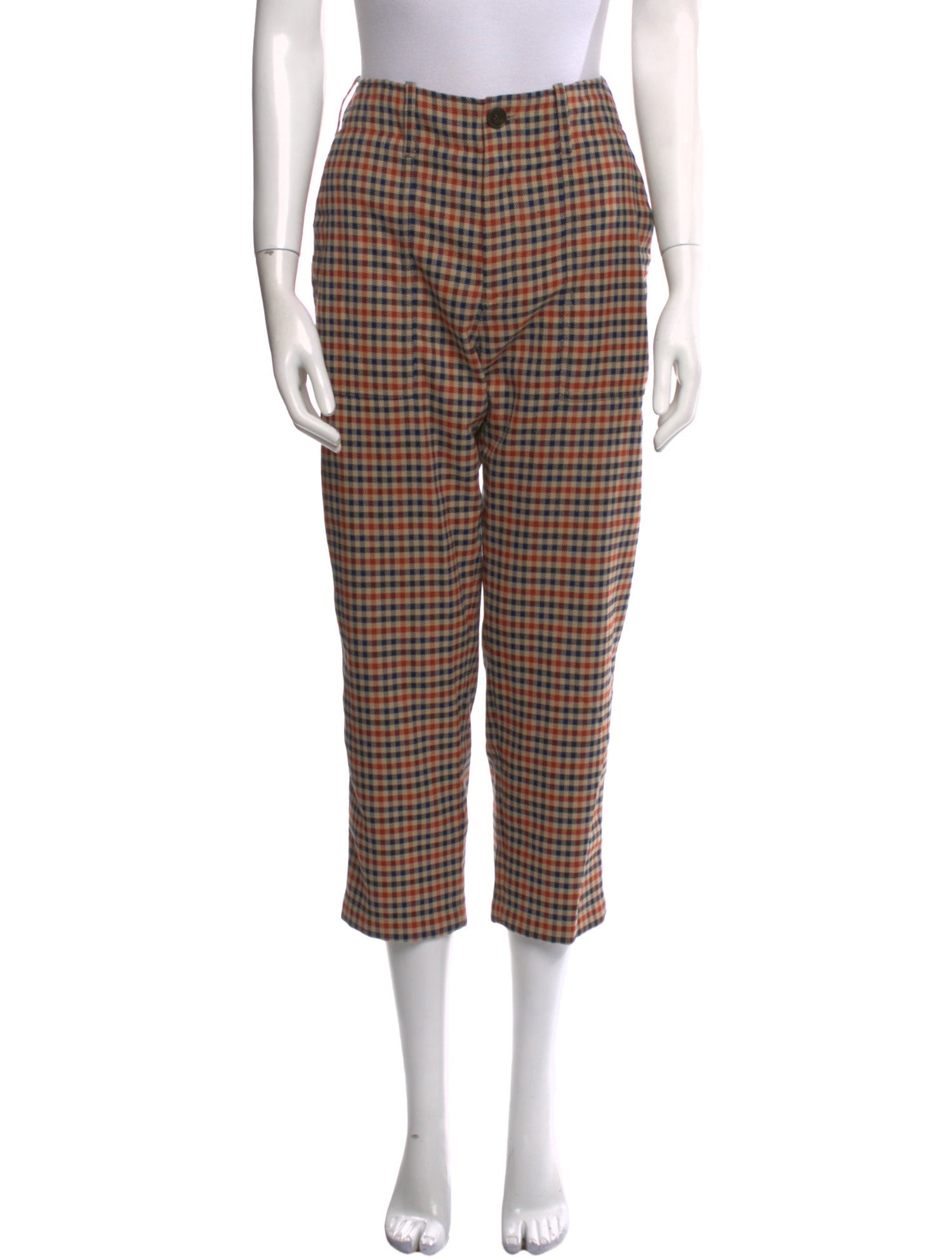 Closed Plaid Print Straight Leg Pants