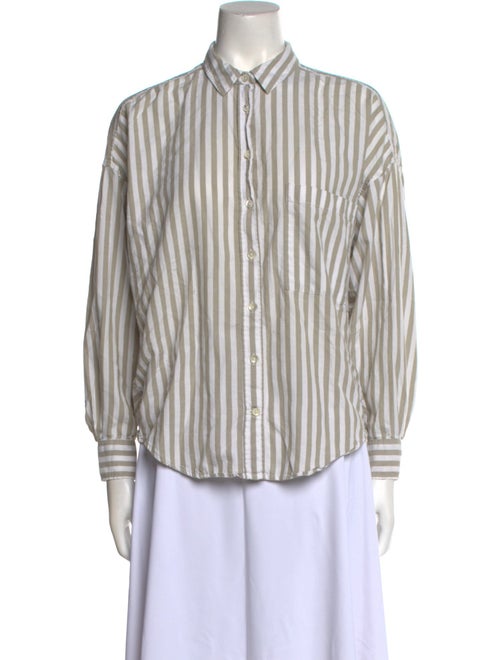 Closed Striped Long Sleeve Button-Up Top