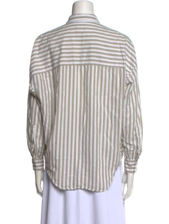 Closed Striped Long Sleeve Button-Up Top