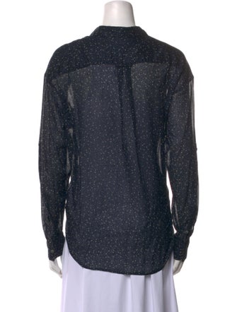 Closed Polka Dot Print Long Sleeve Button-Up Top