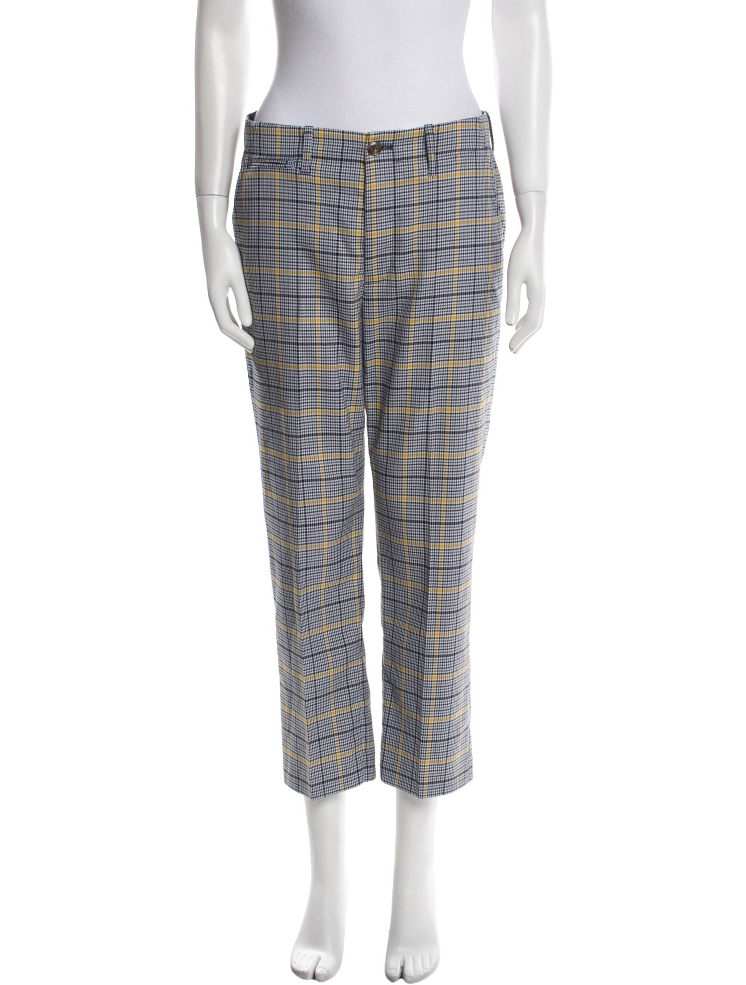 Closed Plaid Print Straight Leg Pants