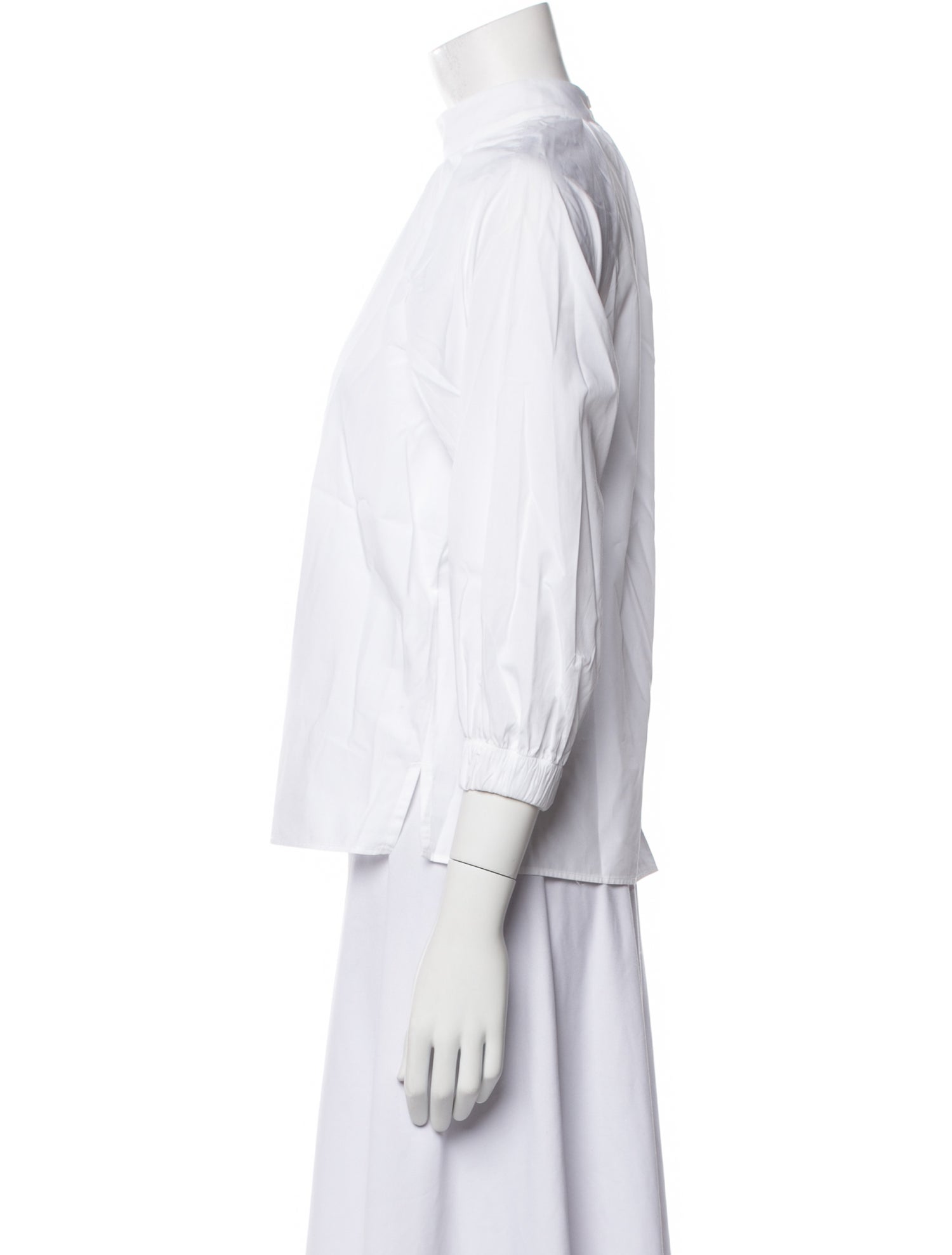 Closed Mock Neck Three-Quarter Sleeve Blouse