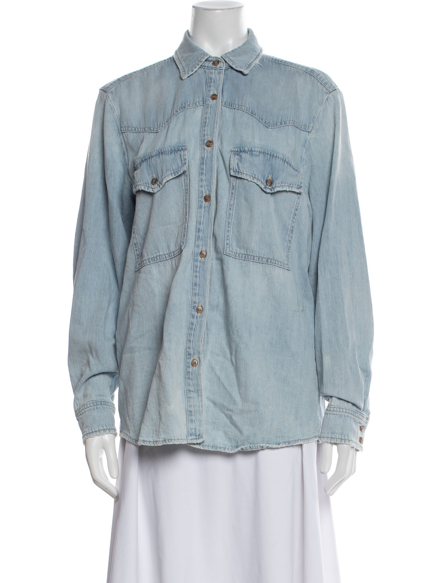 Closed Long Sleeve Button-Up Top