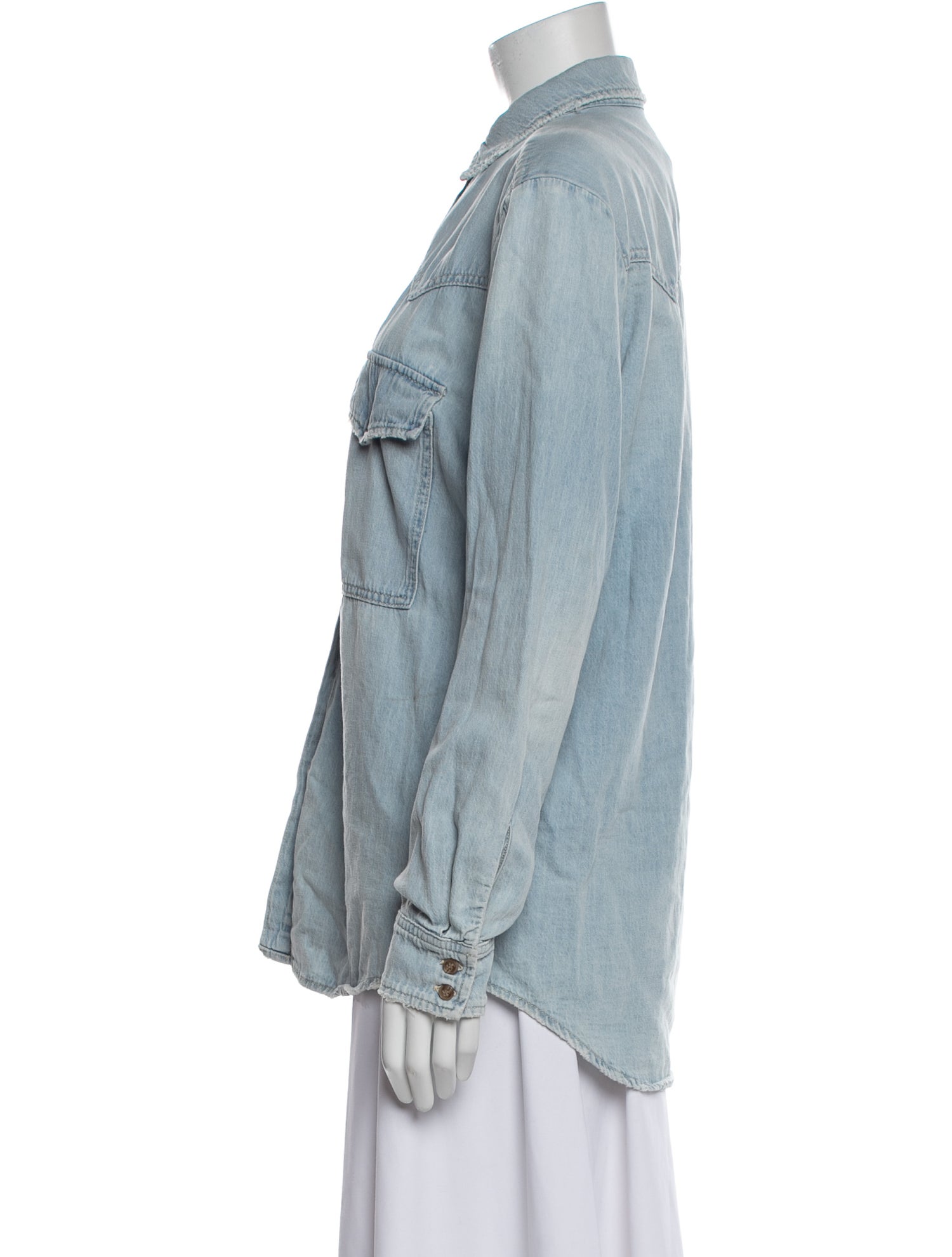 Closed Long Sleeve Button-Up Top