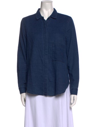 Closed Long Sleeve Button-Up Top