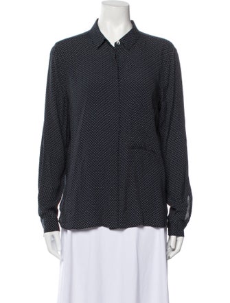 Closed Printed Long Sleeve Button-Up Top