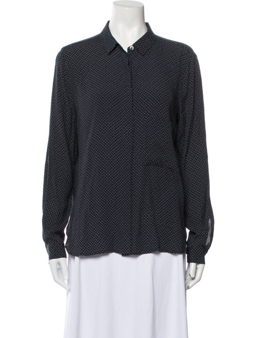 Closed Printed Long Sleeve Button-Up Top
