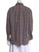 Closed Linen Plaid Print Button-Up Top