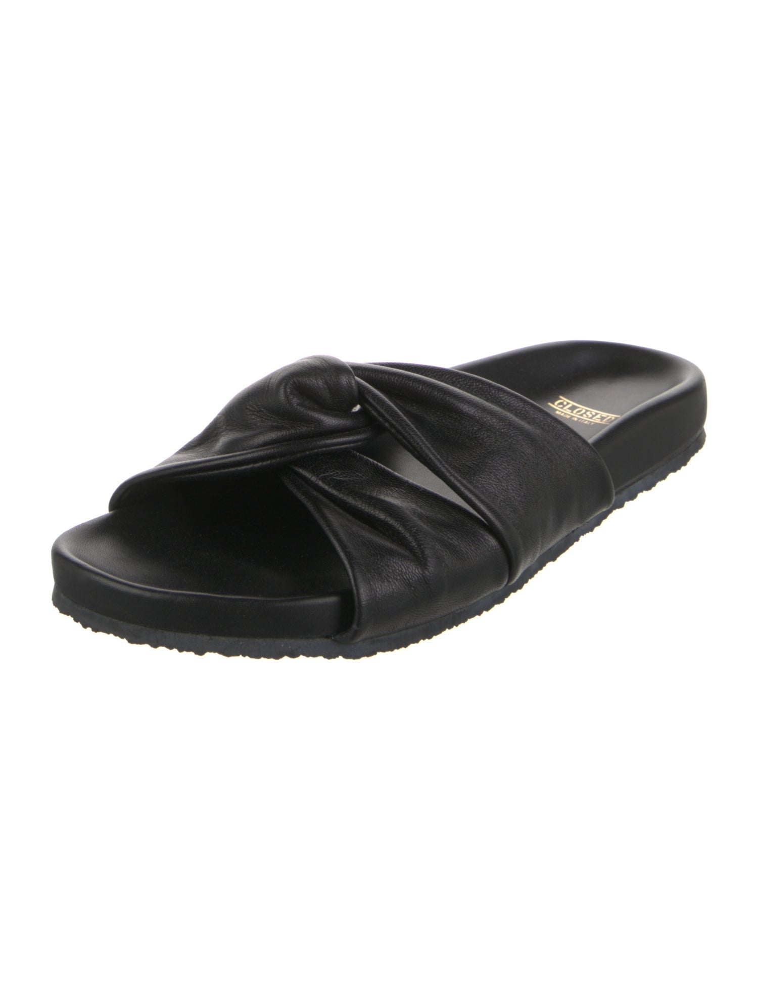 Closed Leather Slides