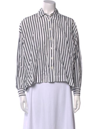 Closed Striped Long Sleeve Button-Up Top