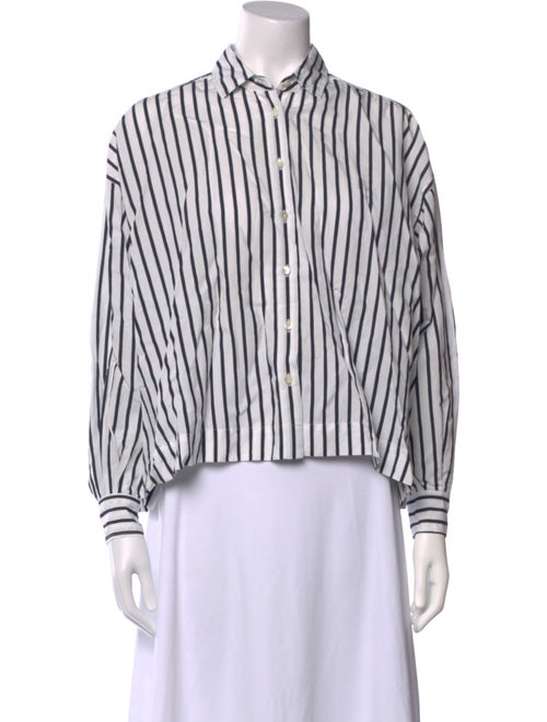 Closed Striped Long Sleeve Button-Up Top