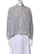 Closed Striped Long Sleeve Button-Up Top