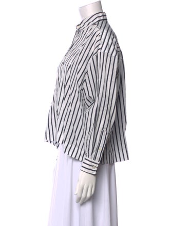 Closed Striped Long Sleeve Button-Up Top