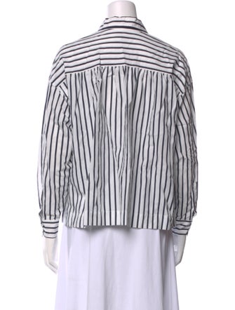 Closed Striped Long Sleeve Button-Up Top