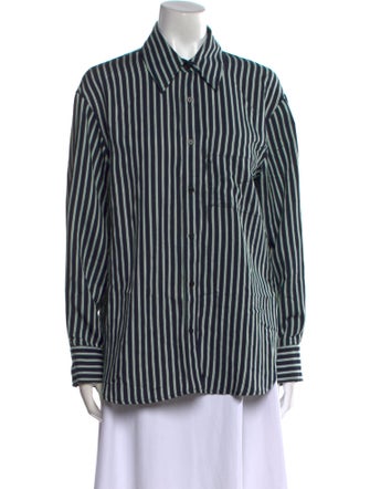 Closed Striped Long Sleeve Button-Up Top