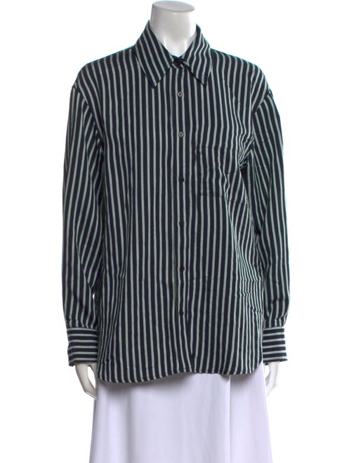 Closed Striped Long Sleeve Button-Up Top