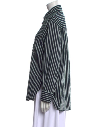 Closed Striped Long Sleeve Button-Up Top