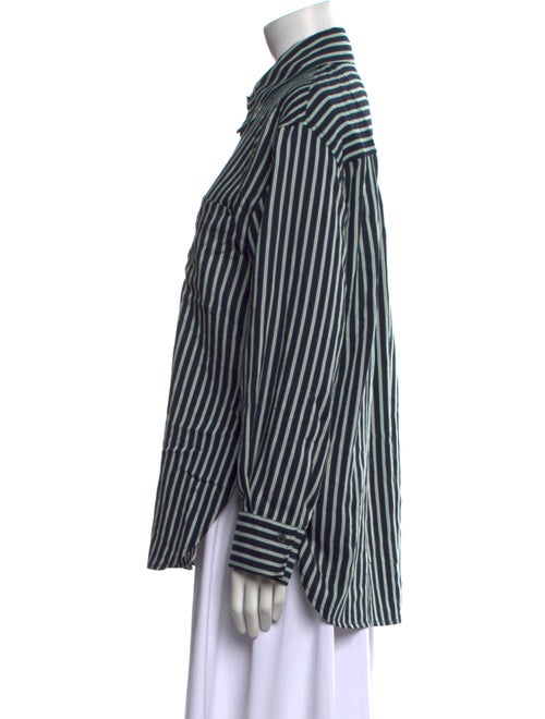 Closed Striped Long Sleeve Button-Up Top