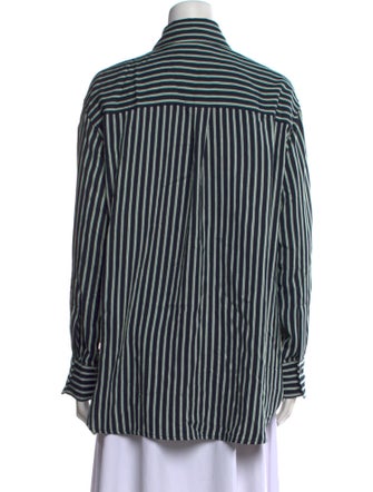 Closed Striped Long Sleeve Button-Up Top