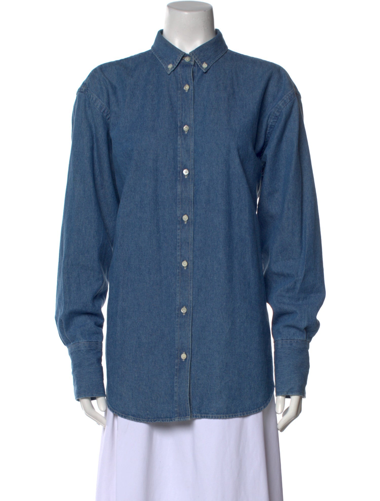 Closed Long Sleeve Button-Up Top