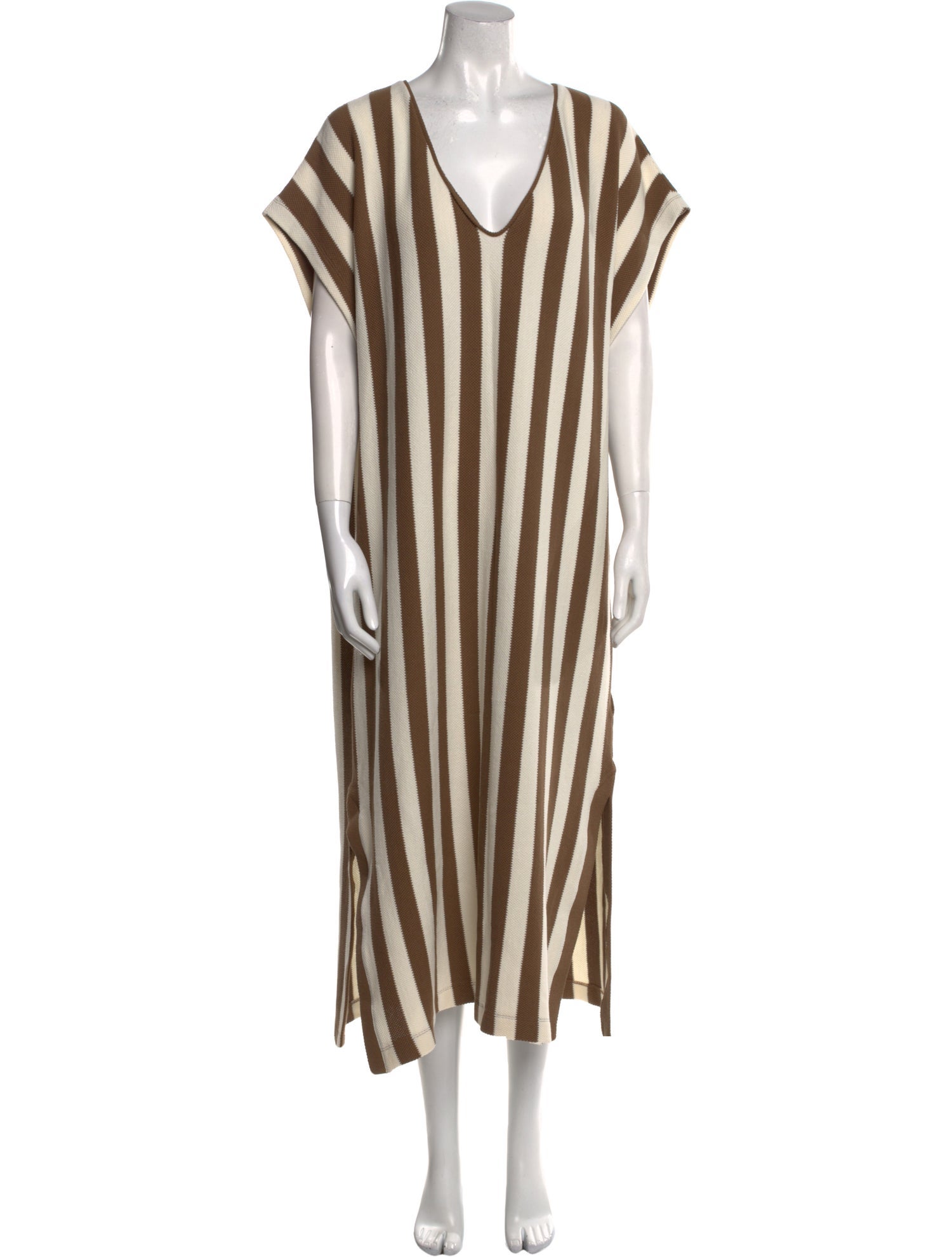 Closed Striped Midi Length Dress