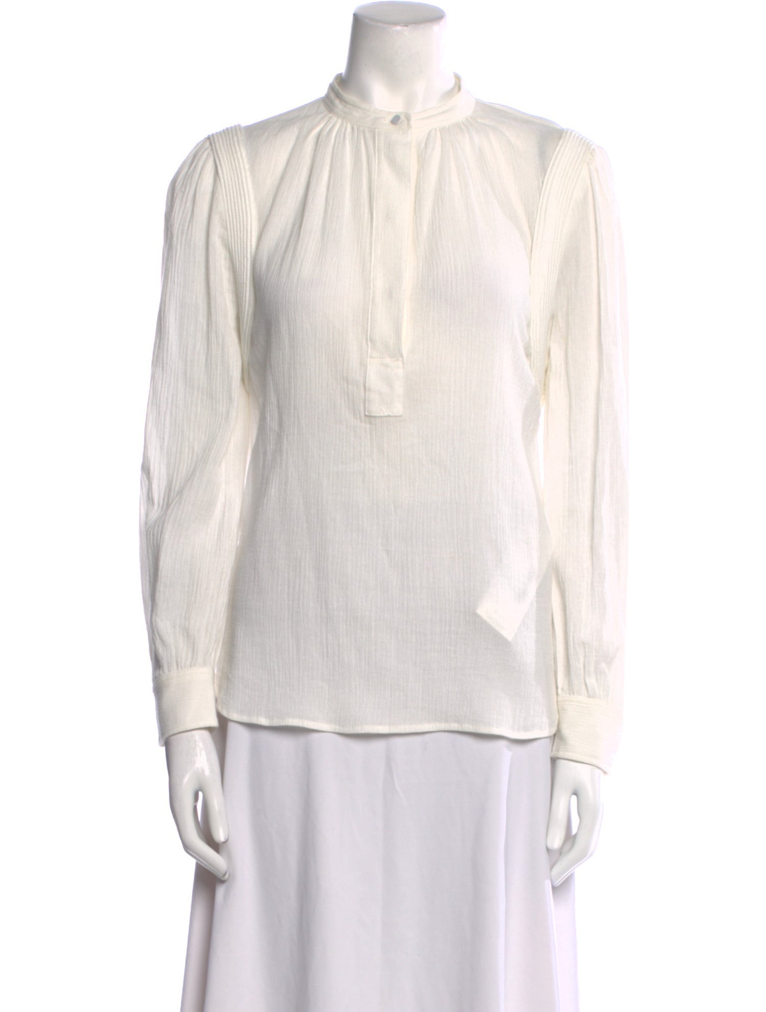 Closed Mock Neck Long Sleeve Blouse